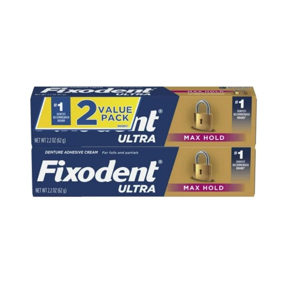 Fixodent Denture Adhesive Cream 2.2oz 2's