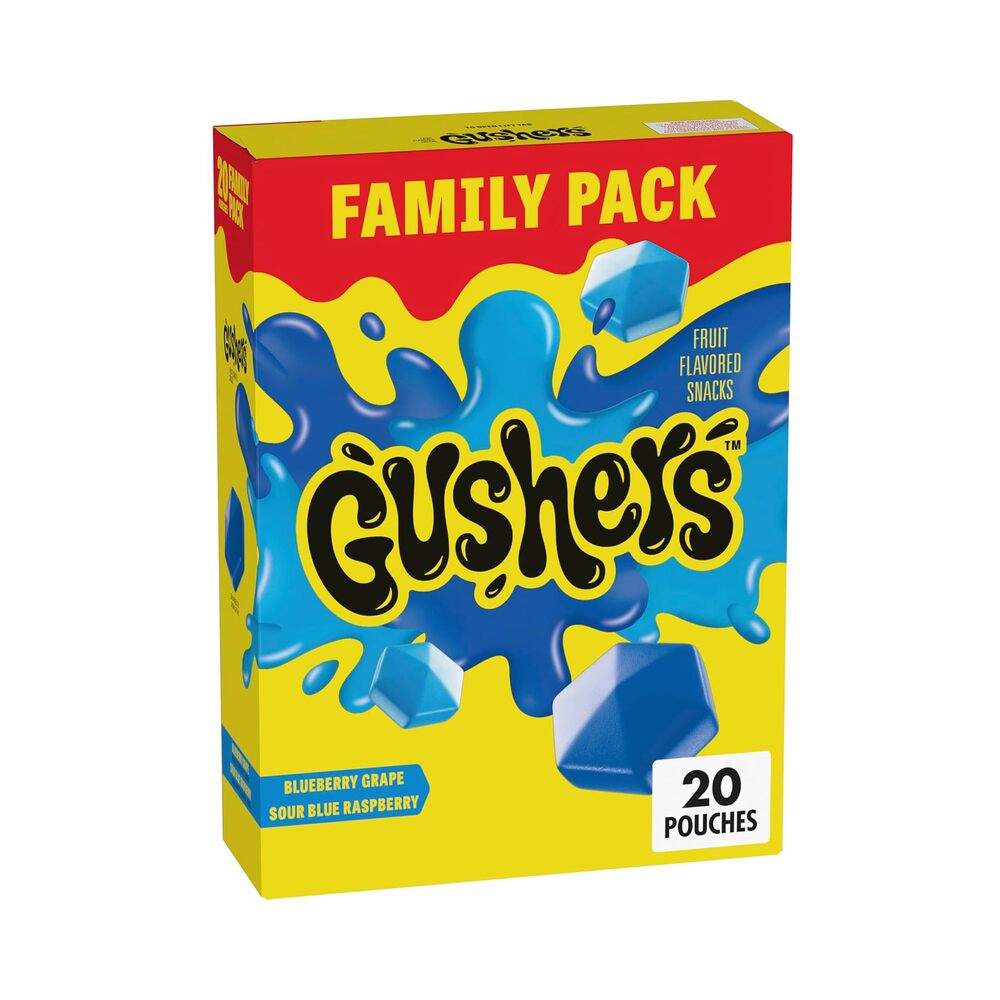 Gushers Blueberry Grape & Sour Blue Raspberry Family Pack 20's 16oz (4 ...