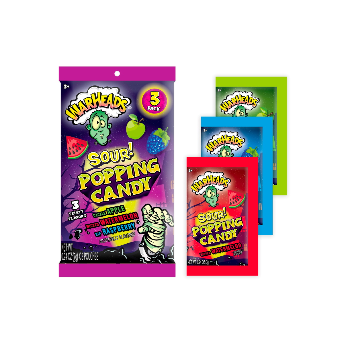Warheads Sour Popping Candy 3pk (3 Flavours)  0.74oz (21g)
