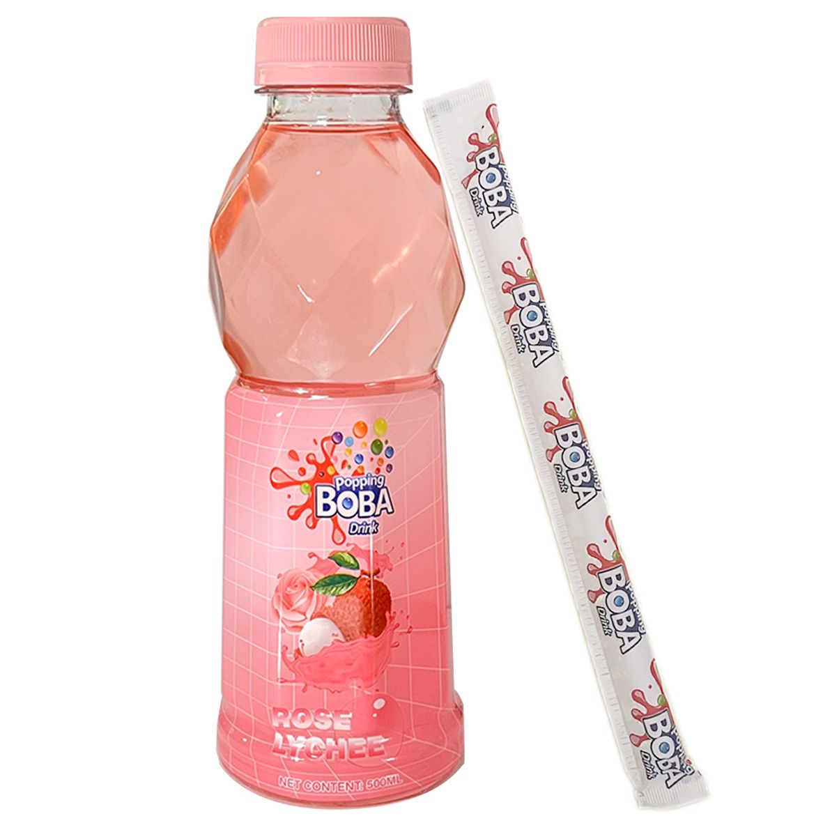 Boba Popping Drink Rose Lychee 500ml - Candybase