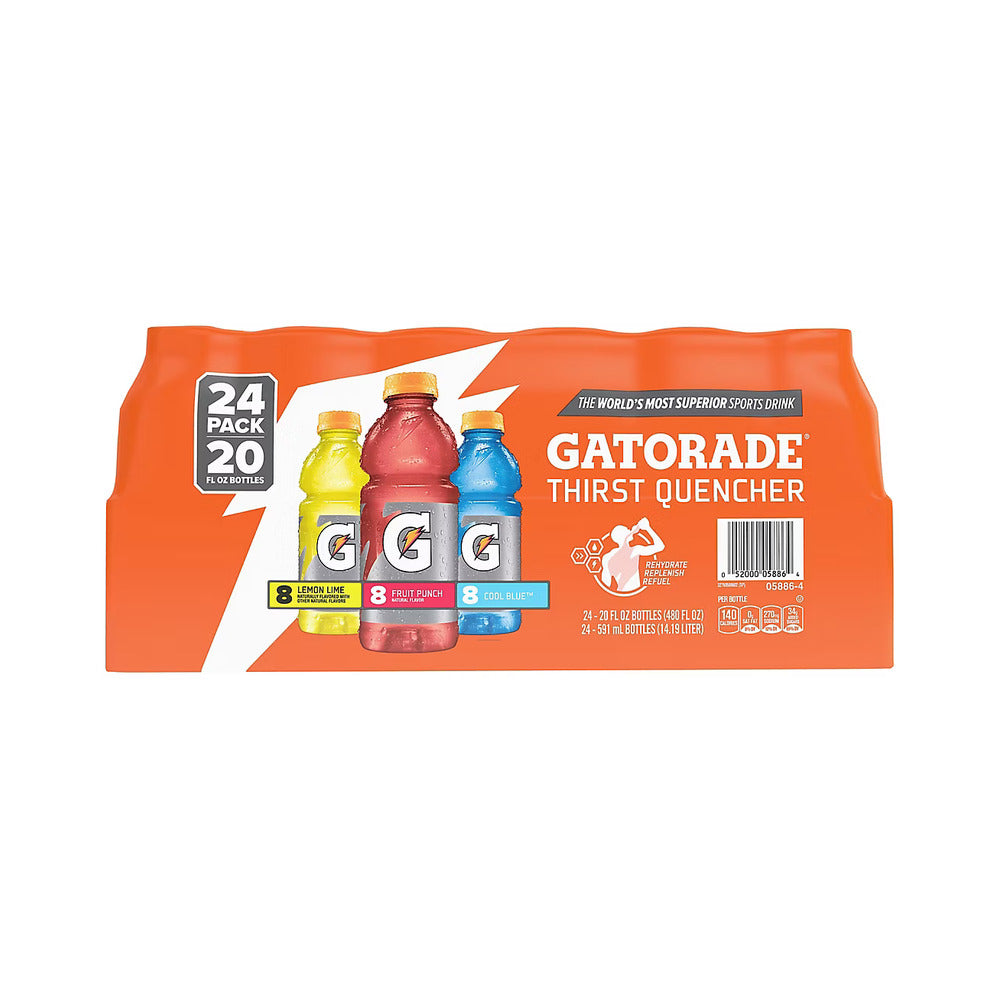 Gatorade G - Perform Thirst Quencher Club Pack 8Fruit Punch/ 8Cool Blue/ 8Lemon Lime 591ml