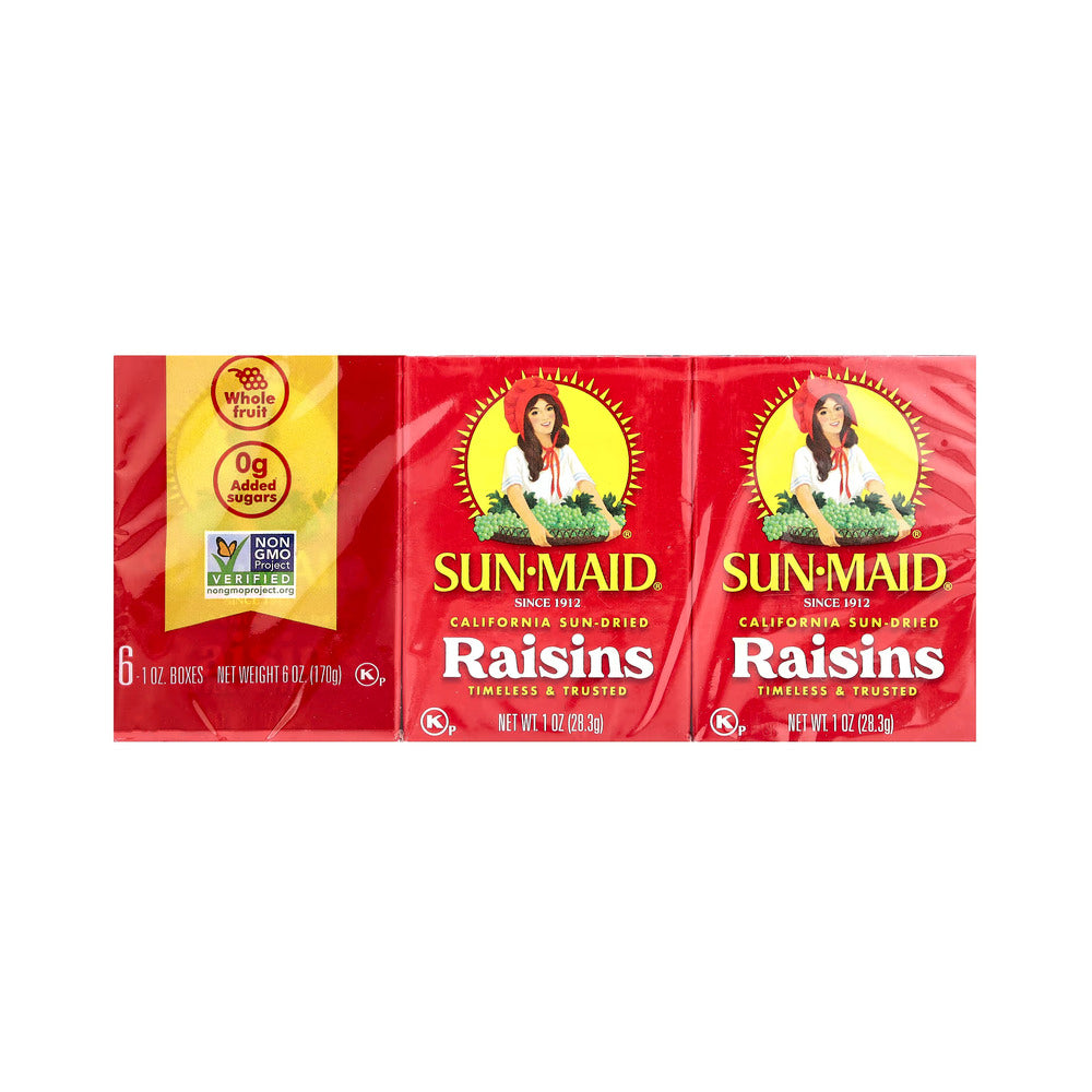 Sunmaid California Sun Dried Raisins Box 6 x 1oz (28.3g)