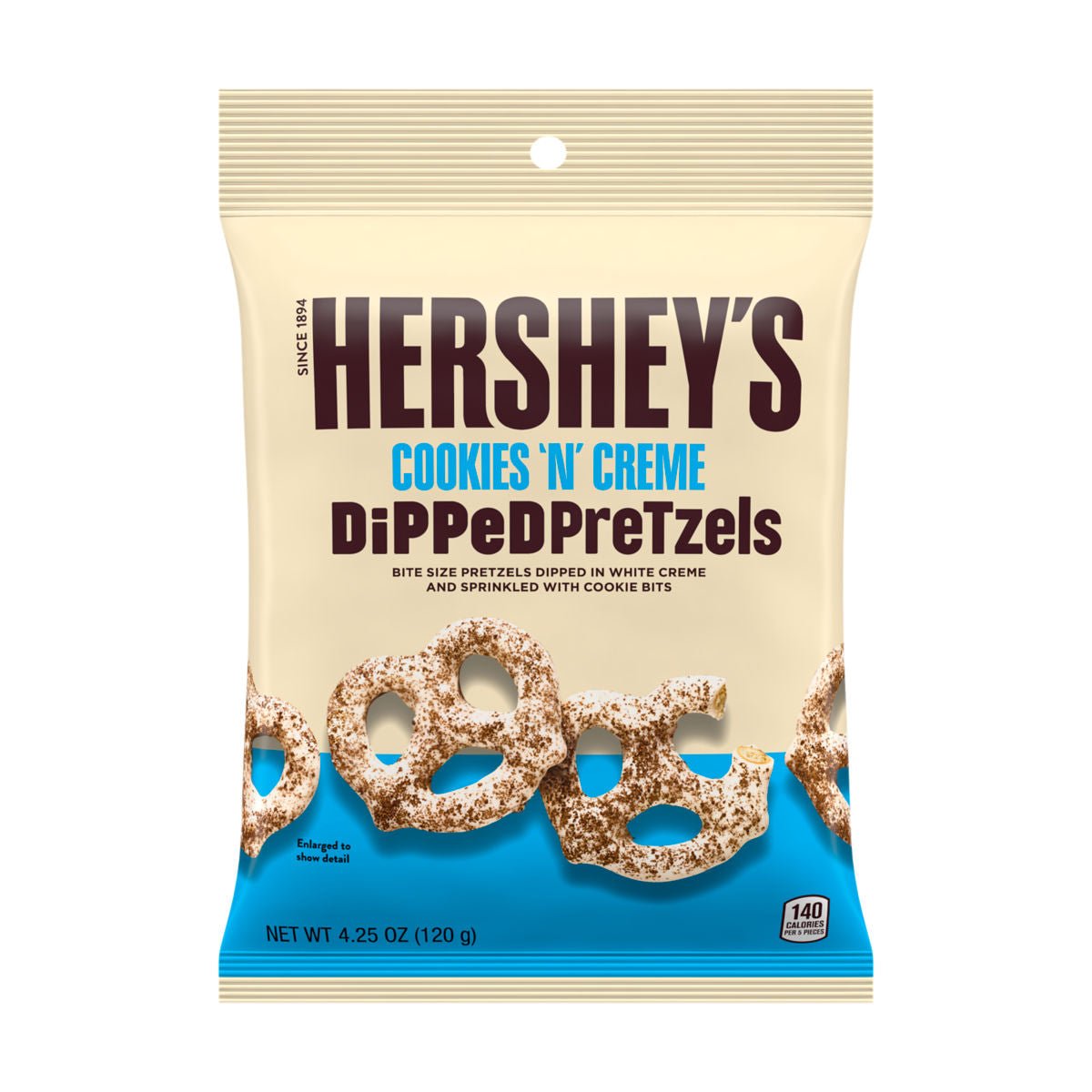 Hershey's Cookies ‘N’ Creme Dipped Pretzels Peg Bag, 4.25oz (120g) - Candybase