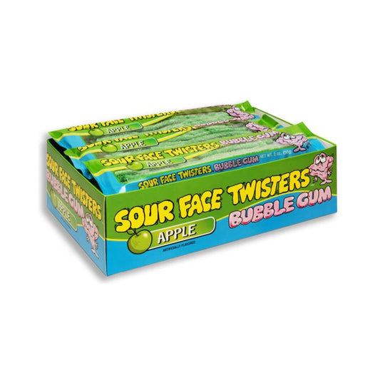 Face Twisters Green Apple Bubble Gum Straws 2oz (57g)