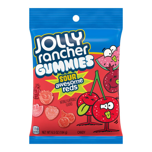 Jolly Rancher Sour Awesome Reds Gummies Peg Bag 6.5oz (184g) - Candybase