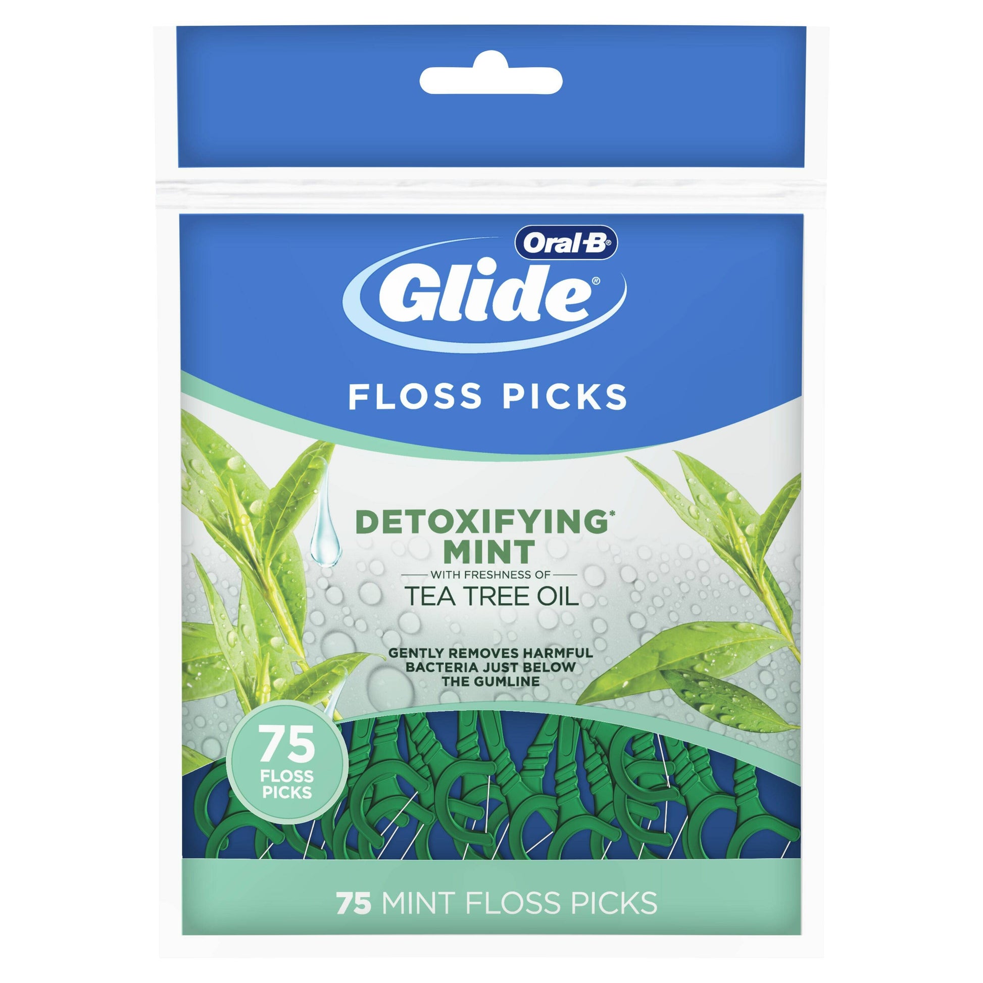 Oral-B Dental Floss Picks Glide Detoxifying W-Tea Tree Oil 75s