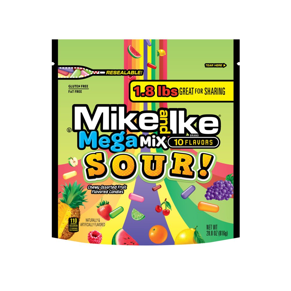 Mike & Ike Mega Mix Sour Stand Up Bag 28.8oz (816g) - Candybase