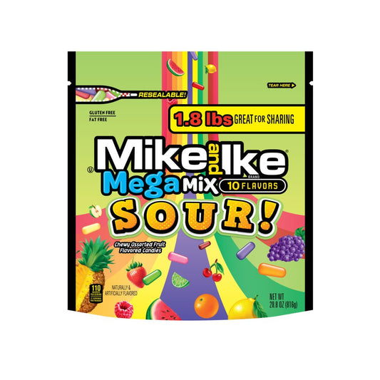 Mike & Ike Mega Mix Sour Stand Up Bag 28.8oz (816g) - Candybase