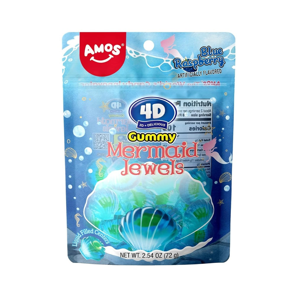 Amos 4D Fruit Gummy Mermaid Jewels Peg Bag 6oz (170g)