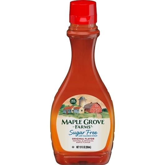 Maple Grove Sugar Free Maple Flavored Syrup Bottle 12oz (355ml)